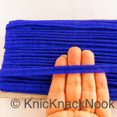 2mm Flanged Insertion Piping on 9mm Band, Blue Art Silk Fabric Trim, Cord piping Trim
